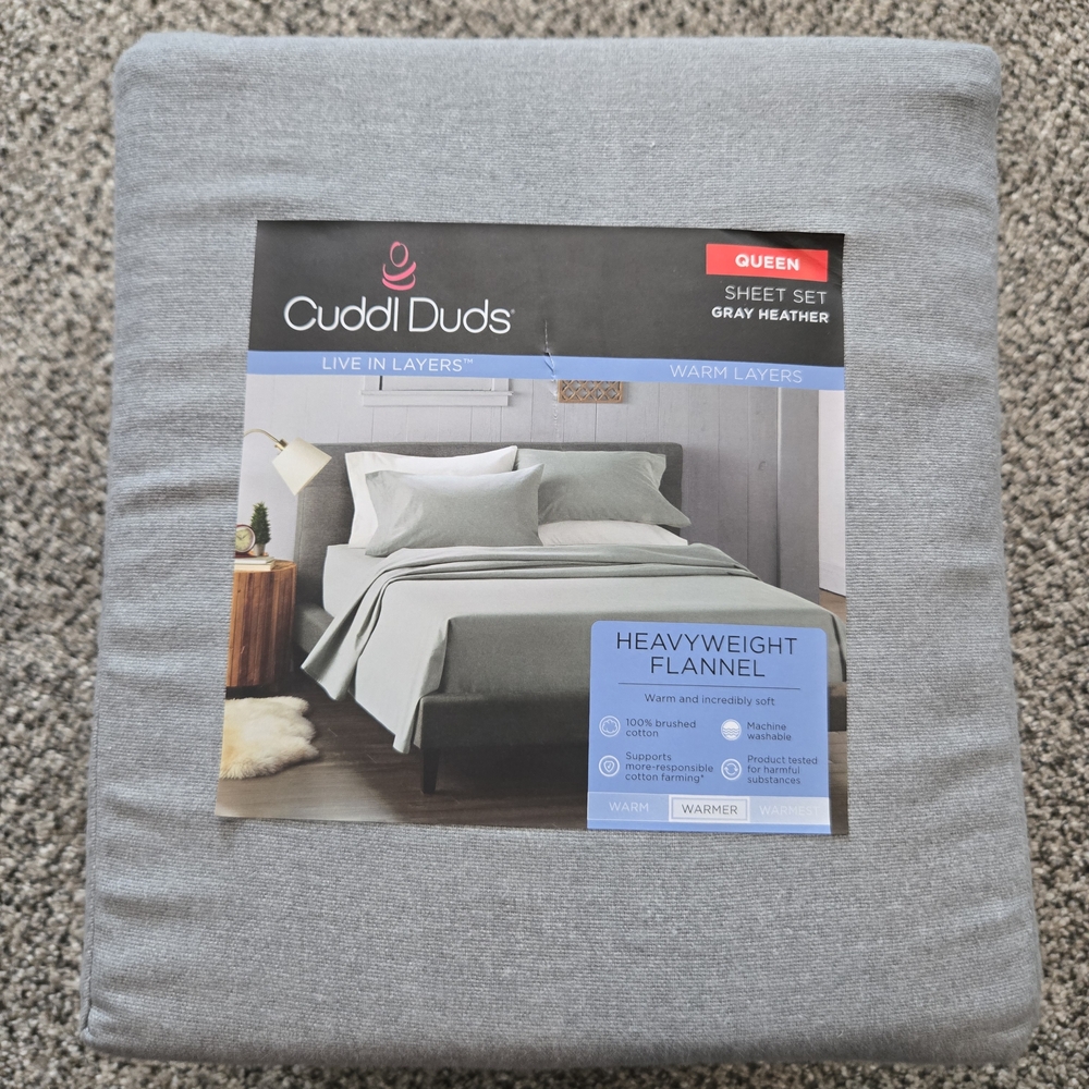 Cuddl Duds Gray Heather Flannel Sheet Set